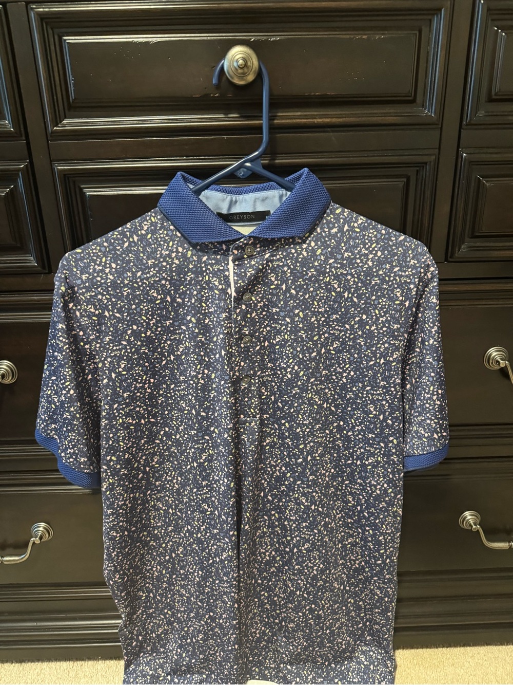 Greyson Navy Speckled Short-Sleeve Polo